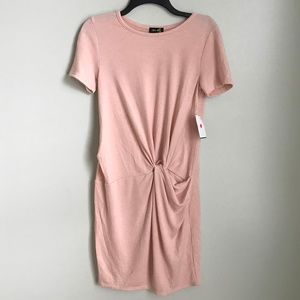 New Dee Elly Pink Ruched Sweater Dress